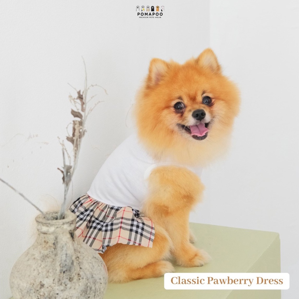 Pomapoo Kaos Polo Pawberry - Baju Kucing Anjing Classic Pawberry Couple Polo Dress Pet Clothes