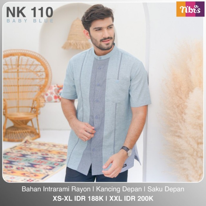 KOKO NIBRAS NK 110 / KOKO LENGAN PENDEK NIBRAS ORIGINAL / BAJU PRIA - Baby Blue, XS Awet R0Z5