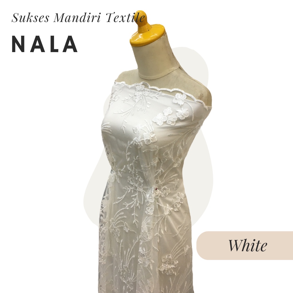 [NALA] Brokat Tulle Mewah Gaun Pesta Tille Dress warna Putih White | Harga ½ meter = 50 cm (Bahan Dr