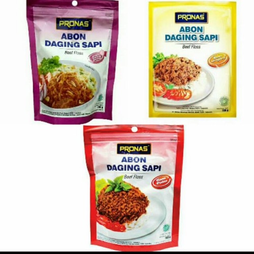 Pronas Abon Daging Sapi Pouch 100 gr rasa original/pedas/bawang goreng