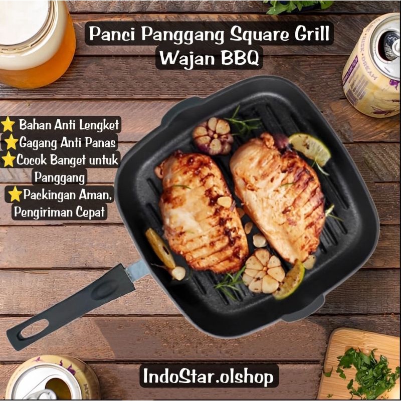 Square Grill Pan Wajan Untuk Panggang simple dan anti lengket ⭐ IndoStar.olshop⭐