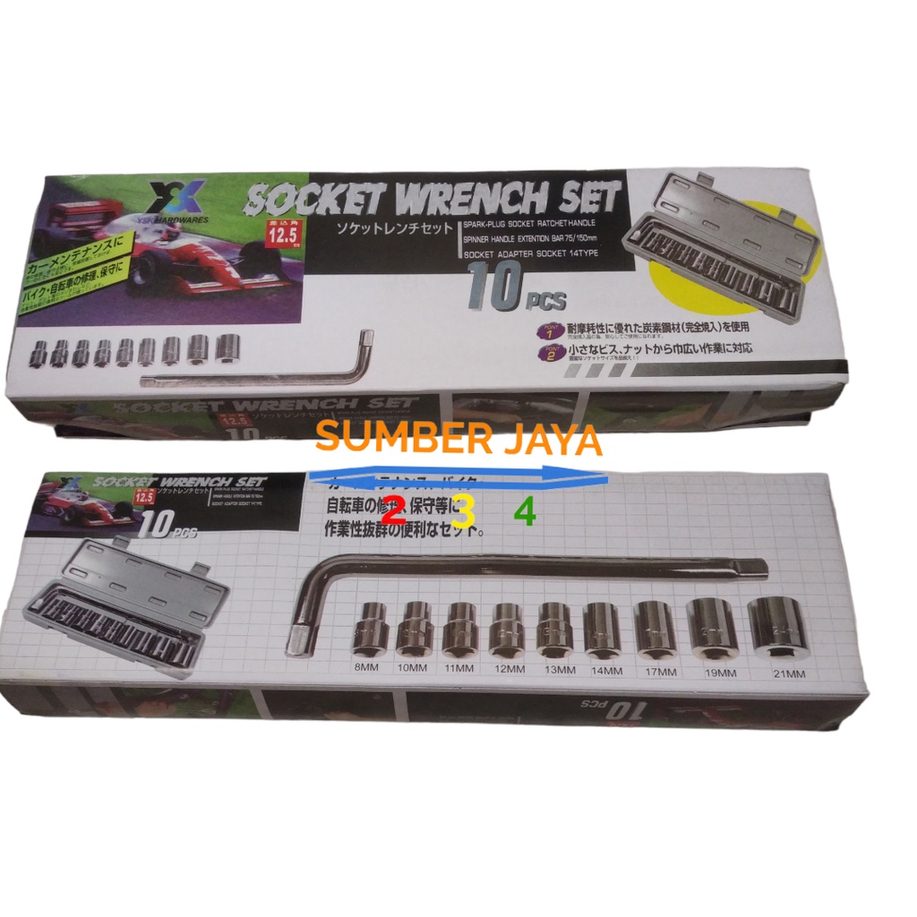 Kunci Set Shock / Konci Sock Wrench set 10 Pcs Lengkap Perkakas Tukang TERMURAH