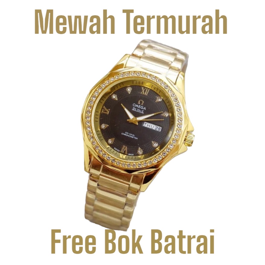 HARGA PROMO TERMURAH / Jam Tangan Pria Terlaris Tanggal Hari Aktif//Jam Tangan Cowok Mewah Case Permata /Arloji Pria Stainless Steel Terviral