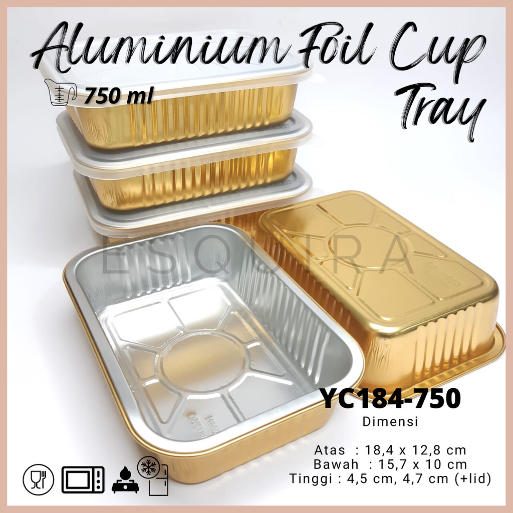 Aluminium Foil Cup Tray Gold + Lid / 10 PCS / YC184-750