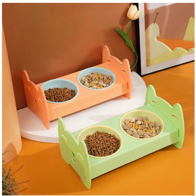 Bowl MP 130 Tempat Makan Minum Hewan Berdiri + Kaki Penyangga untuk Kucing Anjing Ukuran 29 cm x 17 cm x 14cm warna random