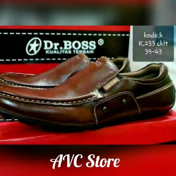 {SMB.12Ma23ѕ} Sepatu Pria Casual Kulit Asli Dr. Boss Warna Coklat