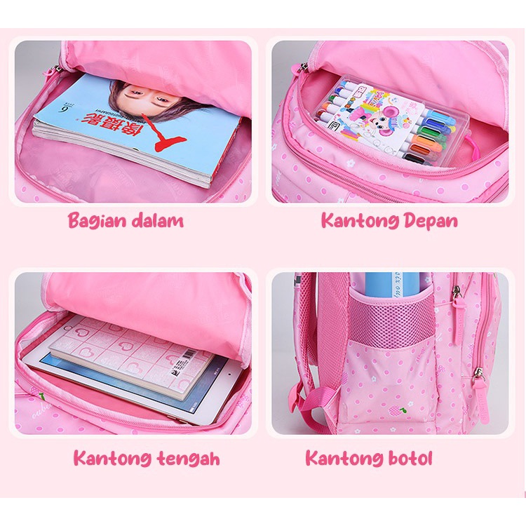 Ransel Sekolah Korea Backpack Tas Sekolah Anak Perempuan TK SD SMP Tas Original Blingberry Ransel Waterproof