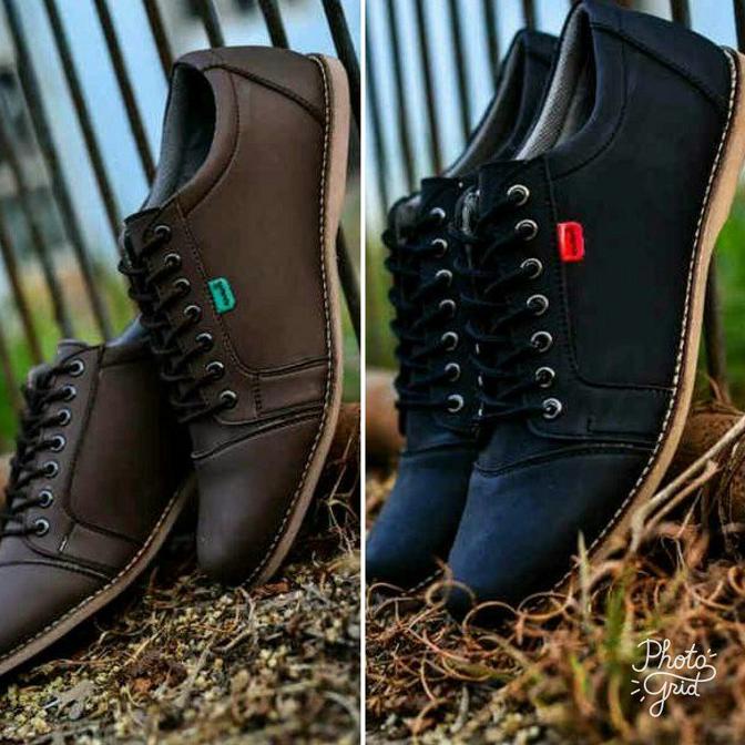 PALING DICARI SEPATU KICKERS CASUAL SAKA PRIA COKLAT - HITAM