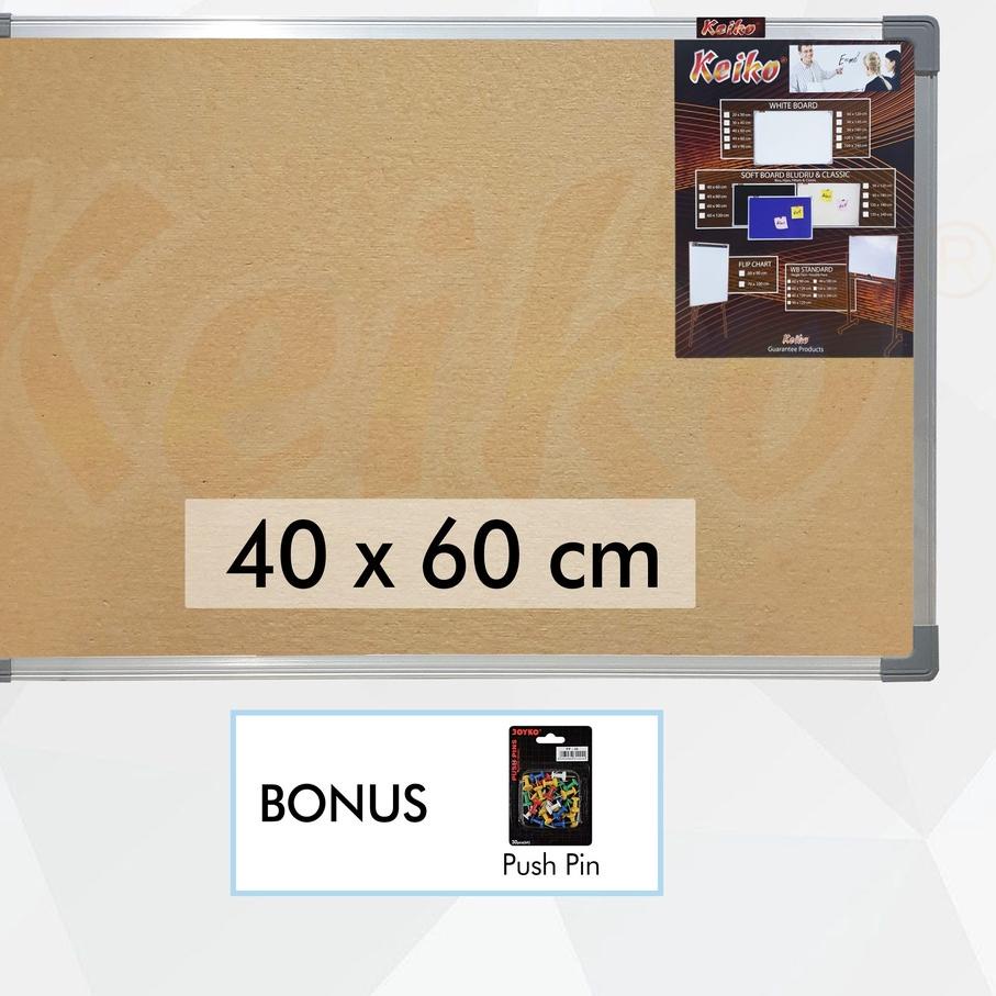 

▼ Softboard / Pin Board / Cork Board / Papan Pengumuman / Mading Gantung Polos Keiko 40 x 60 cm ✶
