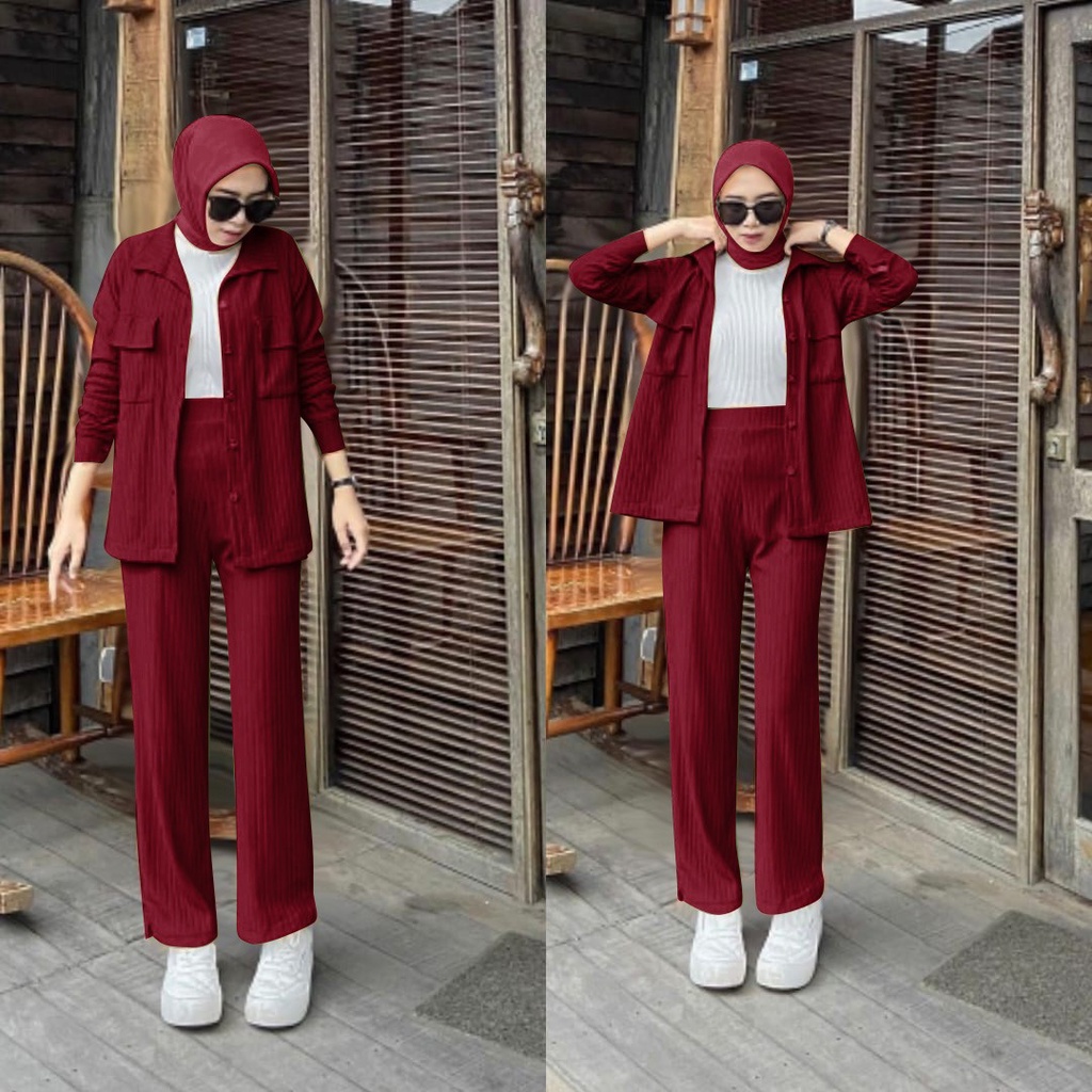 O2 Fashion / Nabila set knit / bisa cod / stelan bahan knit adem dan tebal produk premium