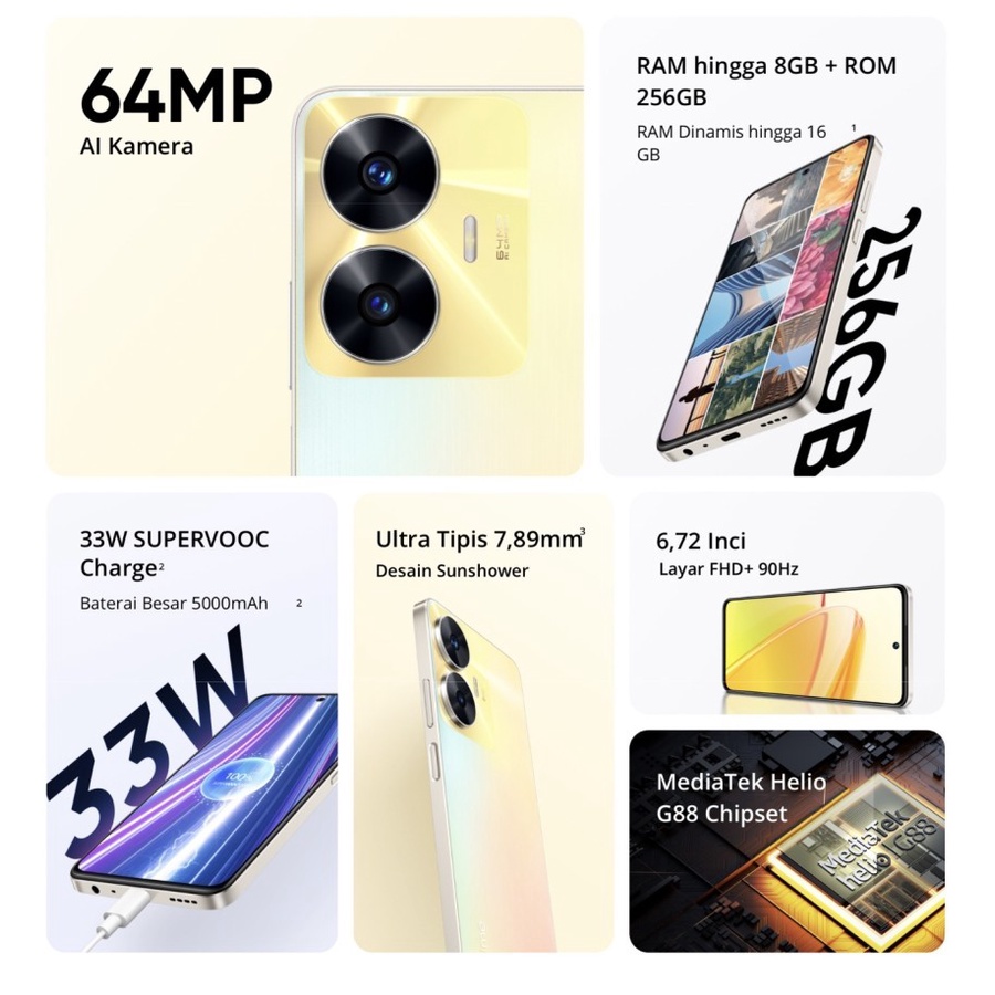 Realme C55 NFC 8/256 Ram 8GB Internal 256GB Garansi Resmi