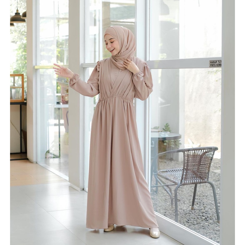 DRESS WANITA ELENA DRESS GAMIS PREMIUM LUXURY CRINKLE