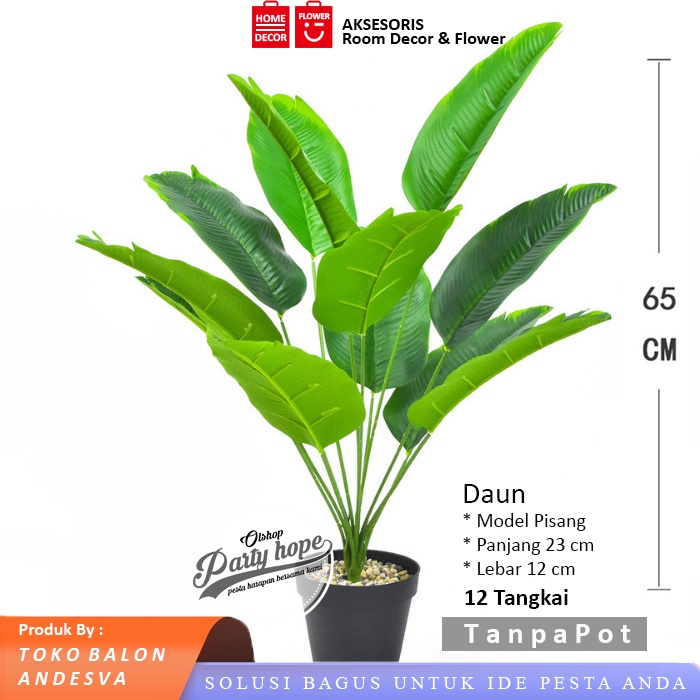 Daun Pisang Artificial / Daun Pisang Plastik / Dekorasi Tanaman Hias