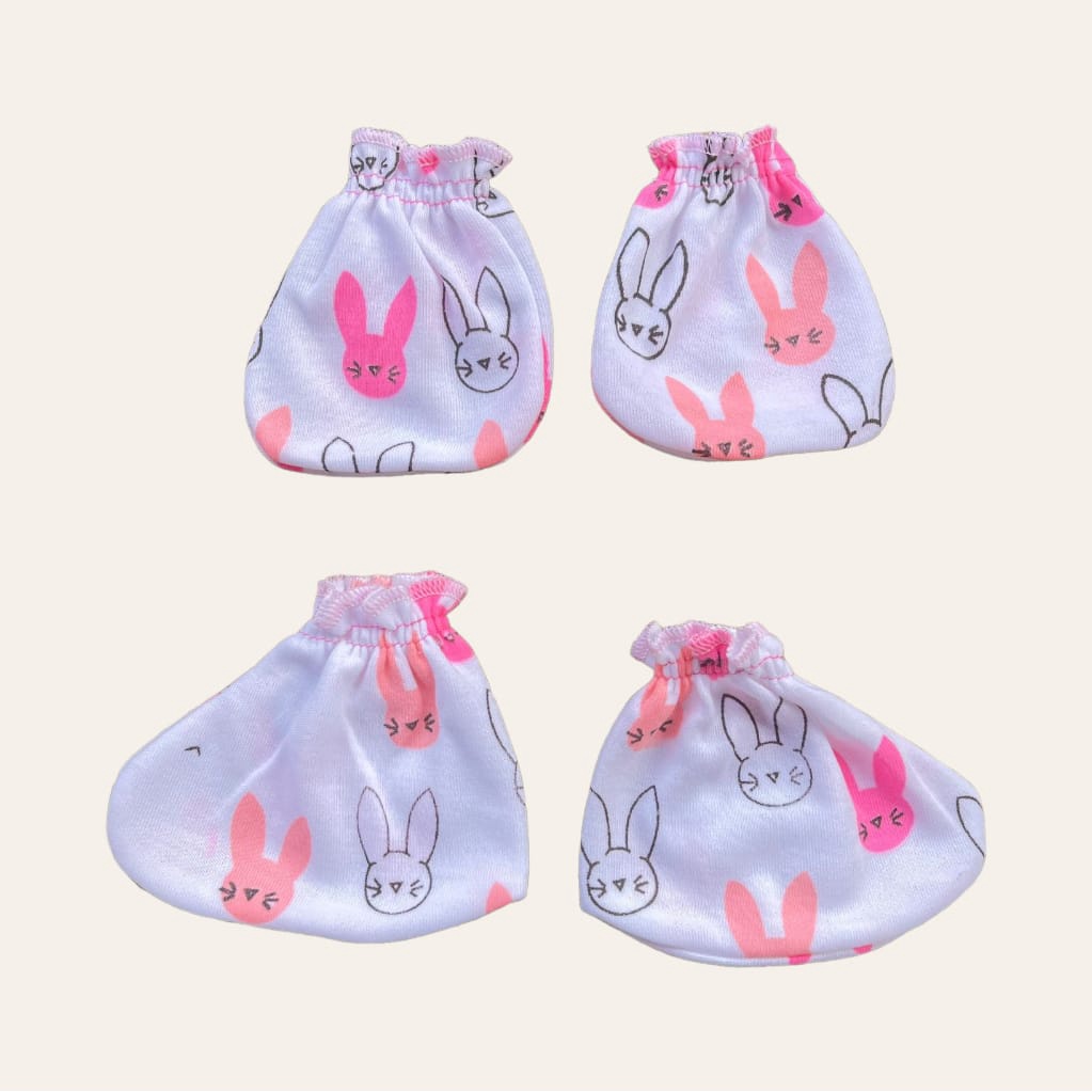 Arevy Babywear - 3 Pcs Sarung Tangan Bayi Kaos Kaki Baby Newborn STK Seri Pink Sartaki Bayi Perlengkapan Baby Newborn