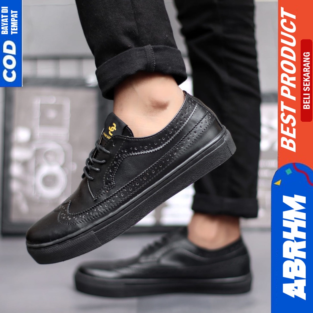 ABRHM LONGWING Sepatu Formal Casual Pantofel Kerja Hitam