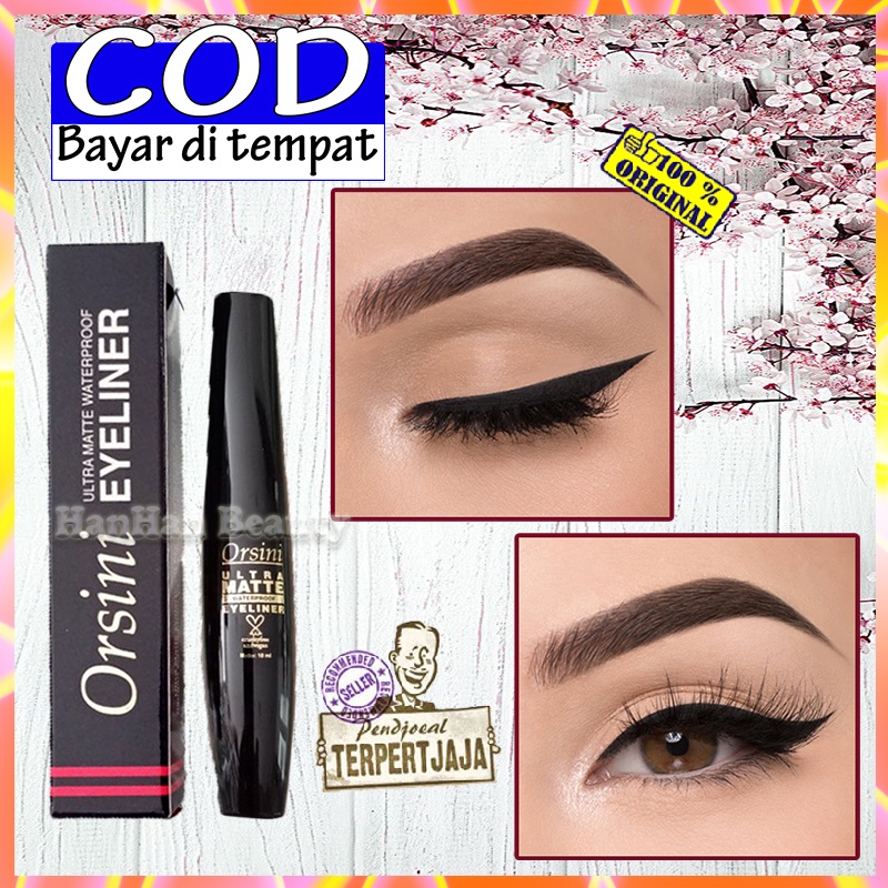 Orsini Ultra Matte Waterproof Eyeliner Netto 10ml Kualitas Terbaik Eyeliner Warna Hitam BPOM Memperc