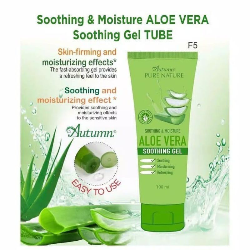 ⭐️ Jendela Kosmetik ⭐️ Autumn Soothing &amp; Moisture Aloe Vera Soothing Gel Tube 100 ML / Moisturizer Gel 100 ml Ekstrak Aloevera Gel / Pelembab Wajah Gel