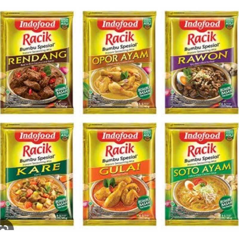 

Indofood Bumbu Racik Rawon Gulai Rendang Kare Soto Opor Ayam