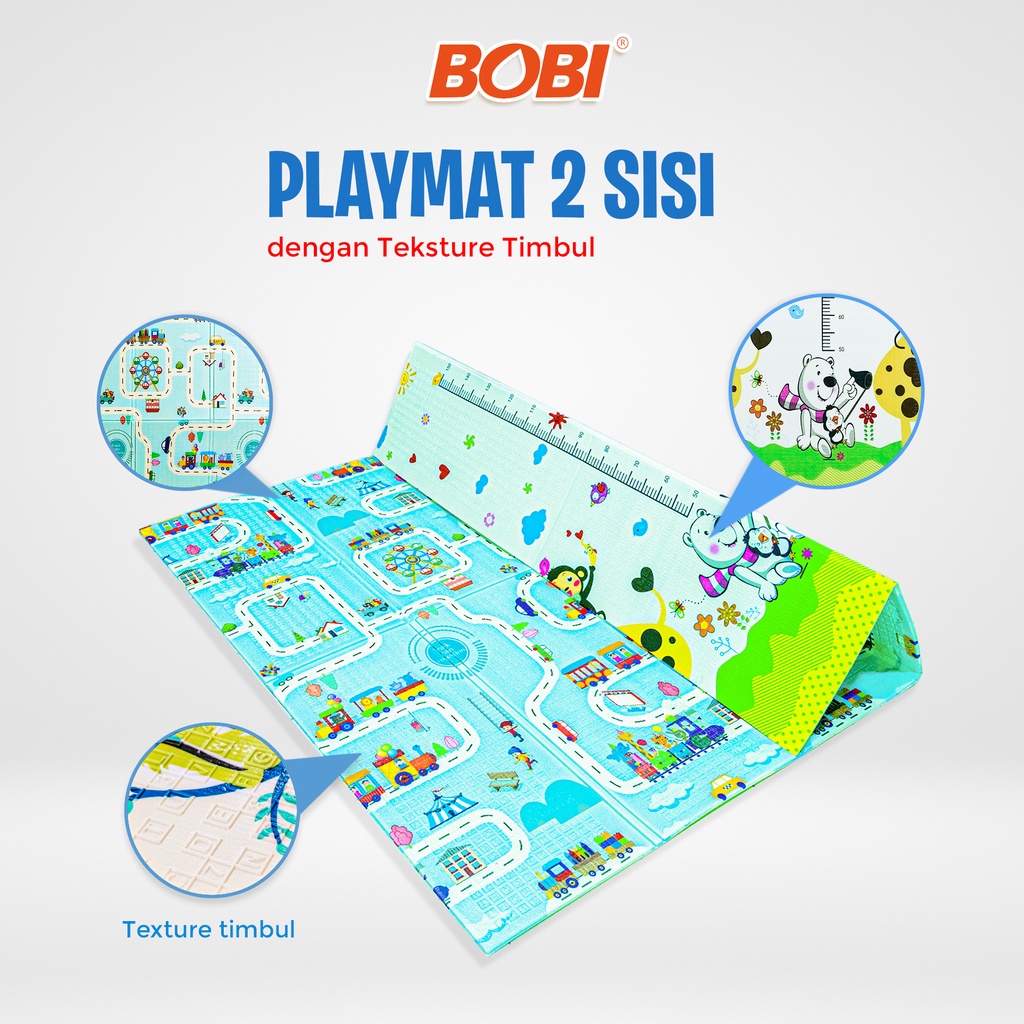 Tikar Lipat Anak Merk Bobi - Waterproof Baby Playmat Foam - Motif Random TANPA TAS - TIPIS