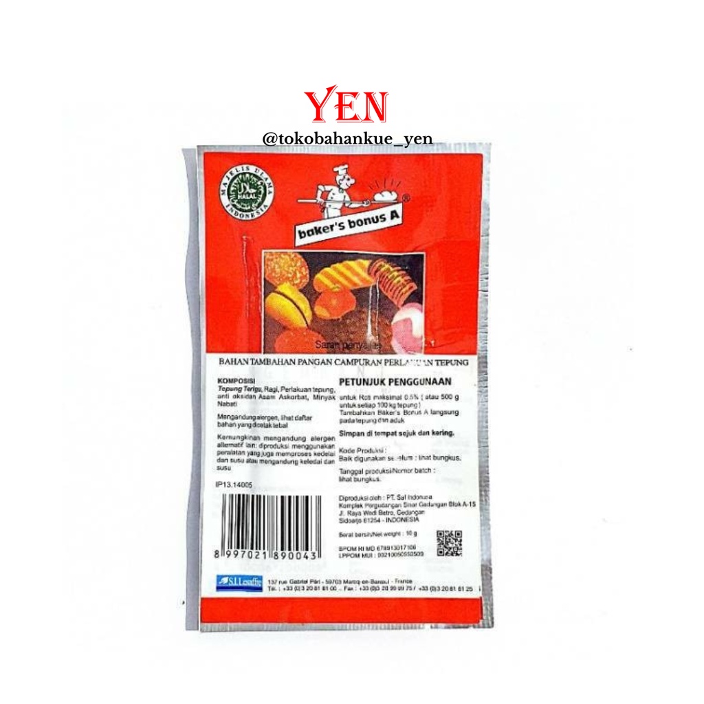 

Baker's Bonus A Bread Improver Pelembut Roti 10gr