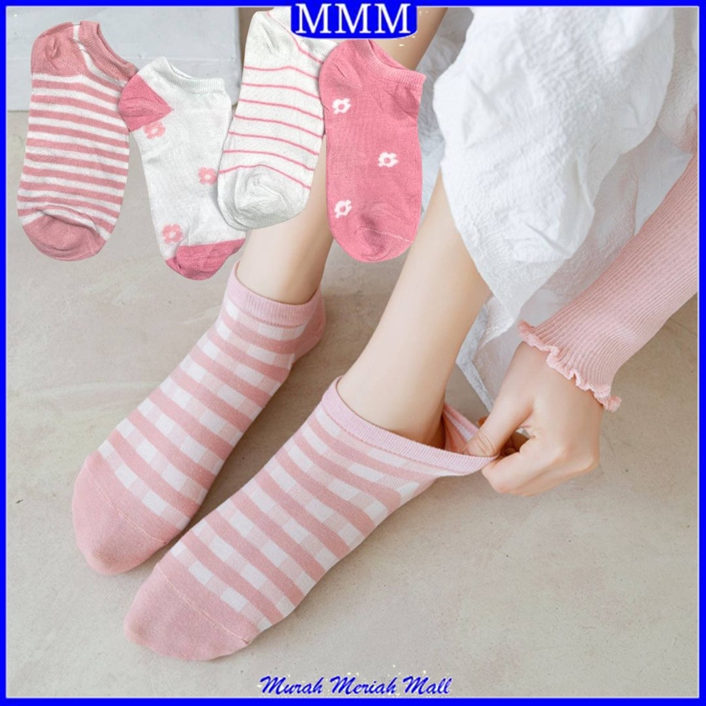 MMM Kaos Kaki Wanita Motif Buah Bunga Pink 6582 Kaos Kaki Pendek Fashion Korean Unisex Semata Kaki Putih Socks Import Ankle Socks Korean Model Simple Cute