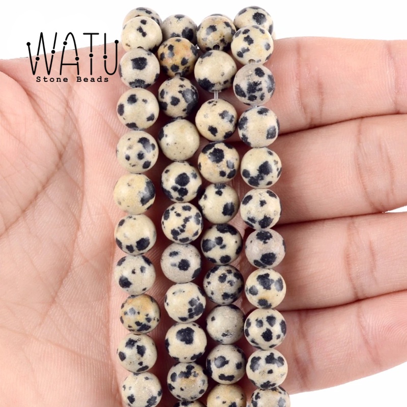 Bahan Gelang Batu Alam Dalmatian Jasper Natural 6mm 8mm 10mm