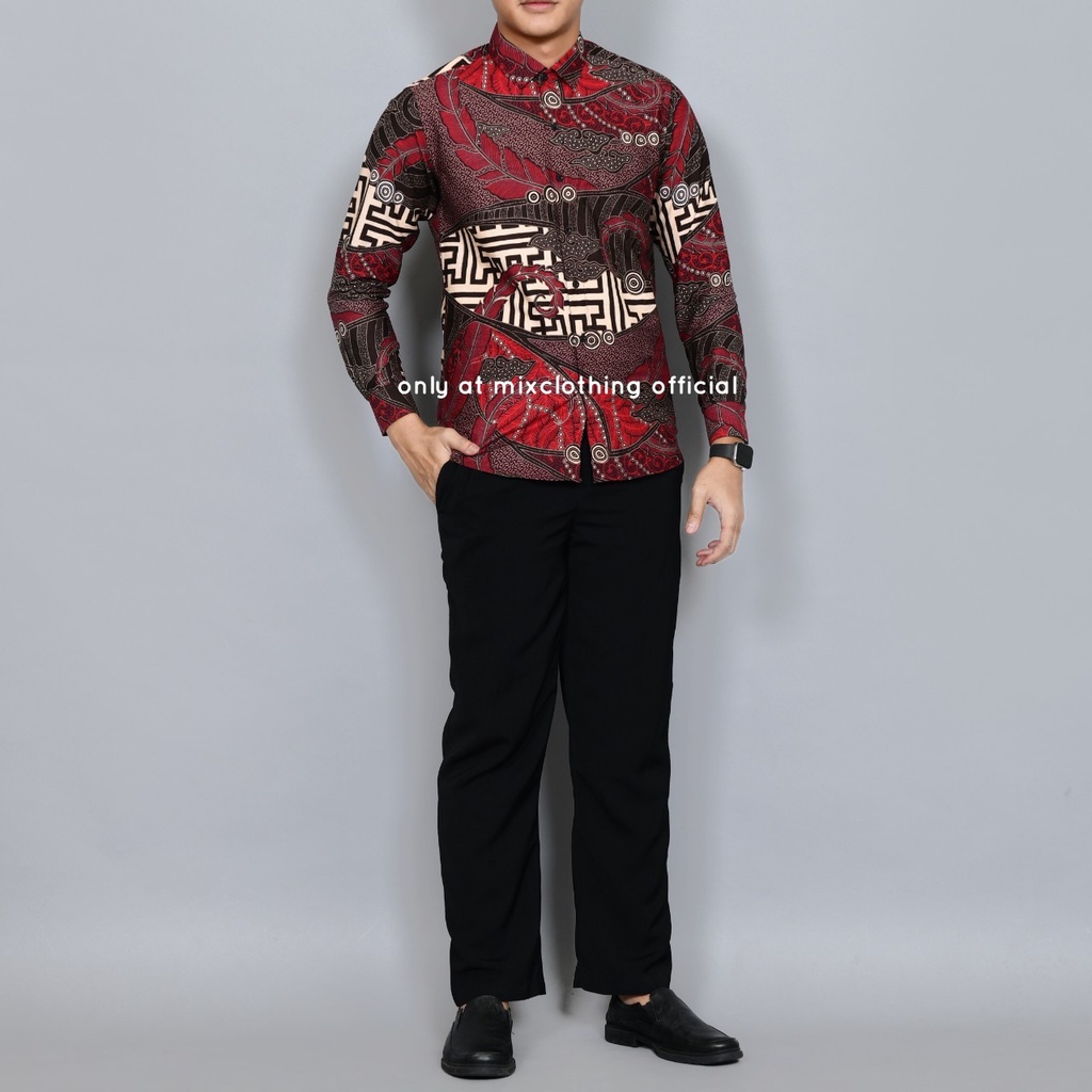 Baju Batik Pria Slimfit Kemeja Lengan Panjang Hem Slim Fit LBL 1984