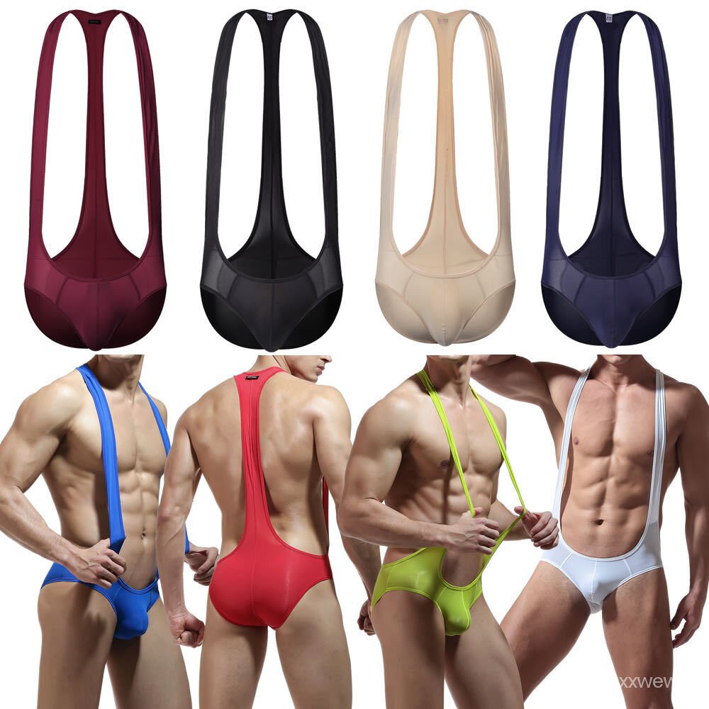 Elastic Mens Bodysuit Homme Undershirts Sport Fitness Jumpsuit Wrestling Singlet Male Jockstrap Leot