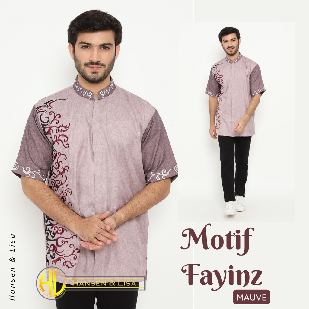 H&L Baju Koko Pria Lengan Pendek Muslim Pria Koko Fayinz - Juragan Koko Keren