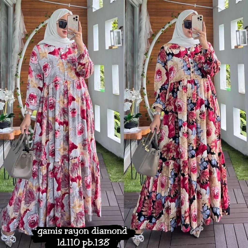 Gamis Viral Flower Semi Series Rayon Diamond Premium Bunga Printing High Quality Elegan // Gamis Lebaran 2023 Terbaru // Gamis Wanita Remaja Kekinian