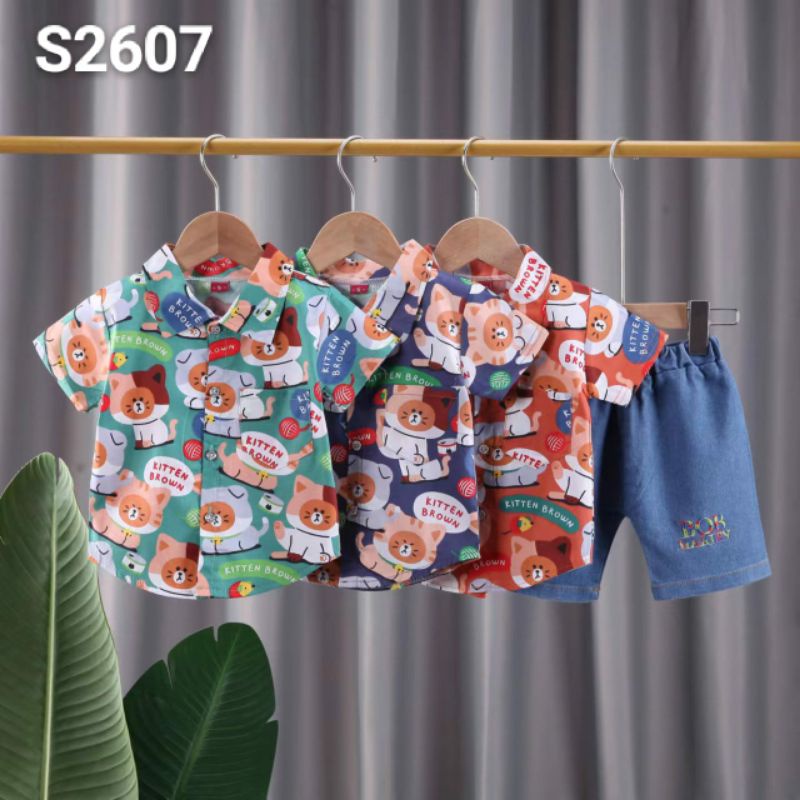 Setelan Kemeja Anak Laki-Laki Import Celana Jeans