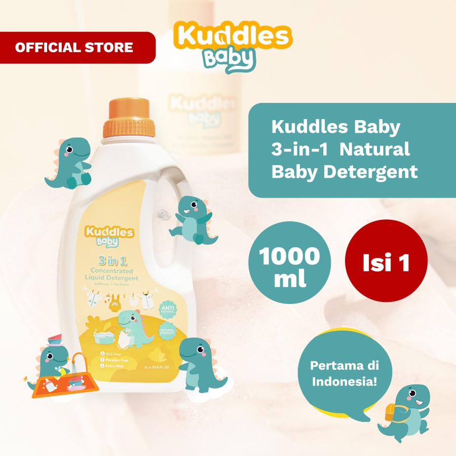 KUDDLES BABY DETERGENT BOTTLE 1000ML Premium 3 in 1 Natural Baby