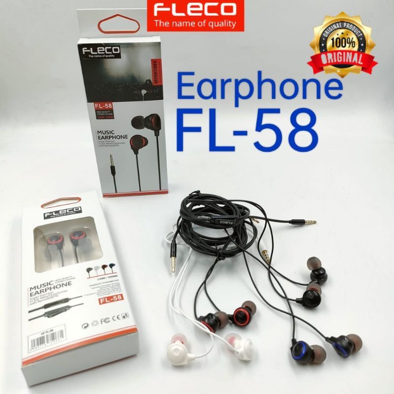 PROMO HANDSFREE / HEADSET FLECO FL 58 EARPHONE FL58 PREMIUM QUALITY BASS by.sultan