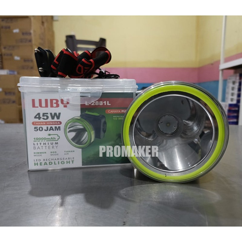 Senter Kepala LED Luby 45W L-2881L Cahaya Putih Headlamp Waterproof original