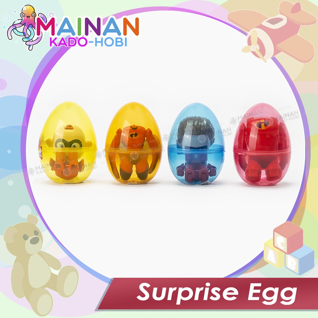 MAINAN SENSORIK MOTORIK ANAK TELUR SURPRISE EGG KARAKTER INCREDIBLES