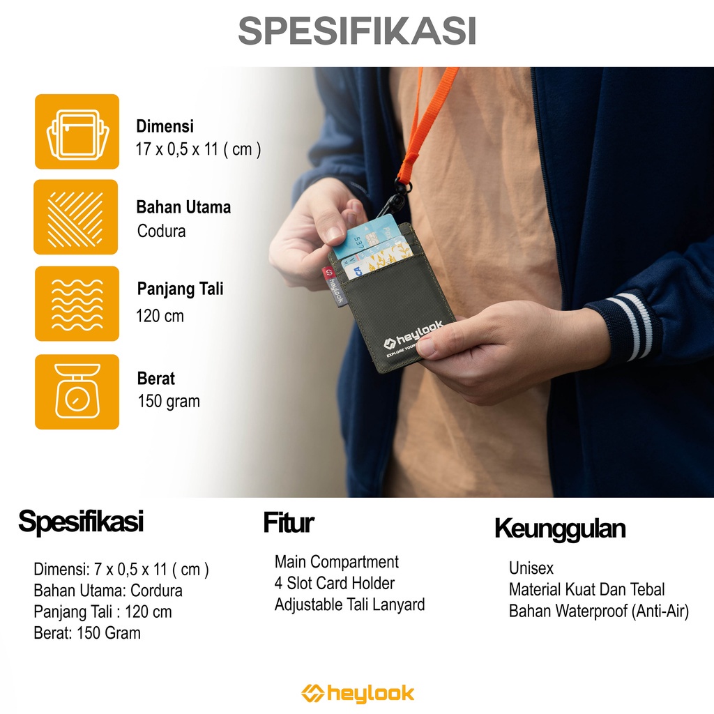 Card Wallet Simple Hanging Wallet Pria Wanita Dompet Kartu Id Card Tipis Lanyard Multifungsi – ARMY