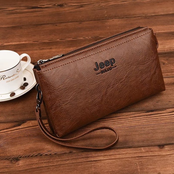 Dompet Pria Panjang R135 Kulit Panjang Jeep Buluo Hitam J9Q4 Dompet New Style Fashion Sale Keren Pro