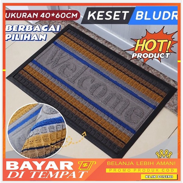 Keset Kaki Lantai Kamar Mandi Anti Slip Warna Motif Salur Keset Bludru 40x60 Cm