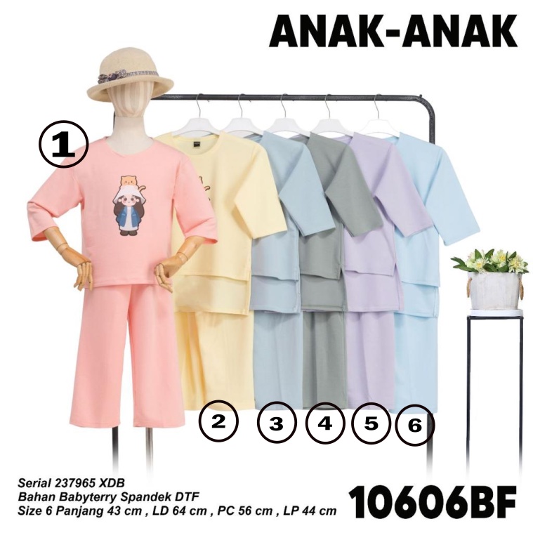 LEMONE KIDS Babyterry Spandex 06 10606BF 965 Setelan Piyama baju tidur 4-6 tahun Baby Doll Kaos Cela