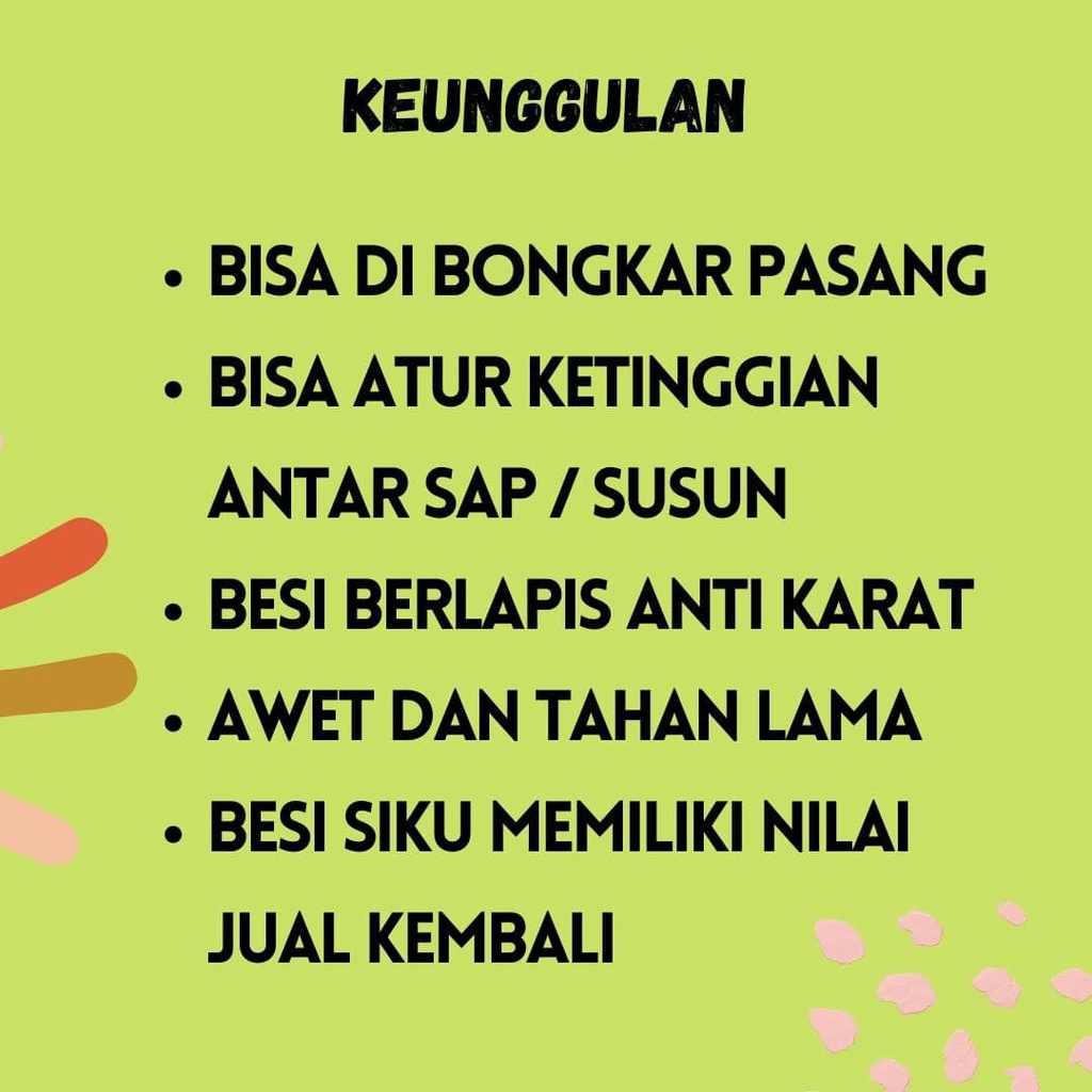 PAS 23 RAK SERBAGUNA BESI SIKU LUBANG UKURAN P120 L50 cm 2 SUSUN / TINGKAT