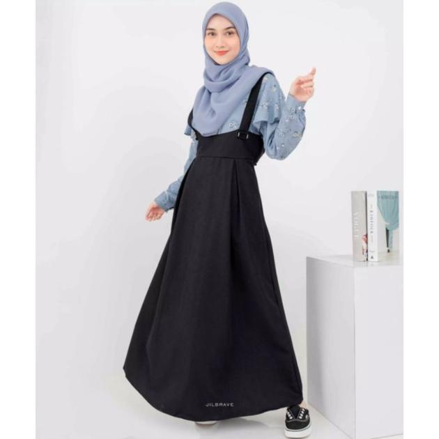 ORIGINAL QIANA OVERALL JILBRAVE | Gamis Overall Vintage Korean Style Motif bunga manis Murah