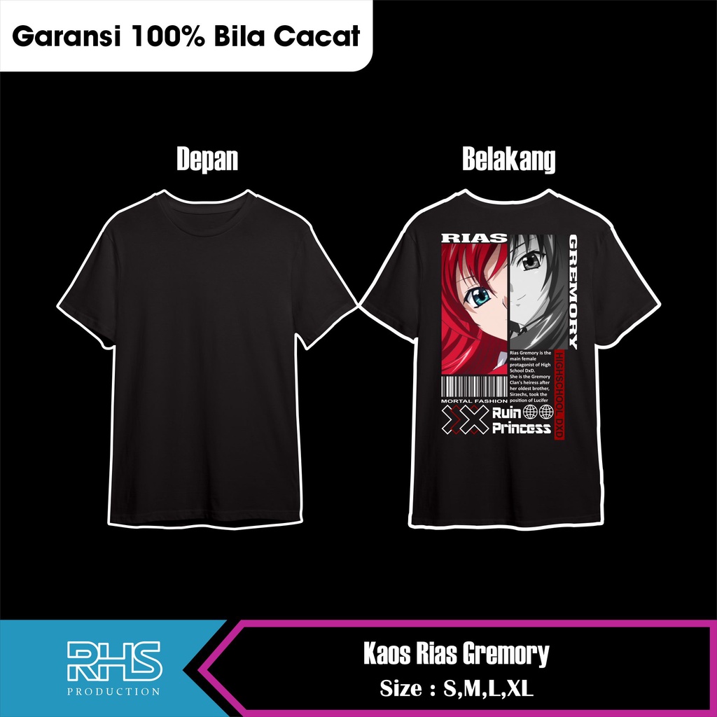 Kaos Anime Rias Gremory Highschool DXD Kaos Ecchi Combed 30s