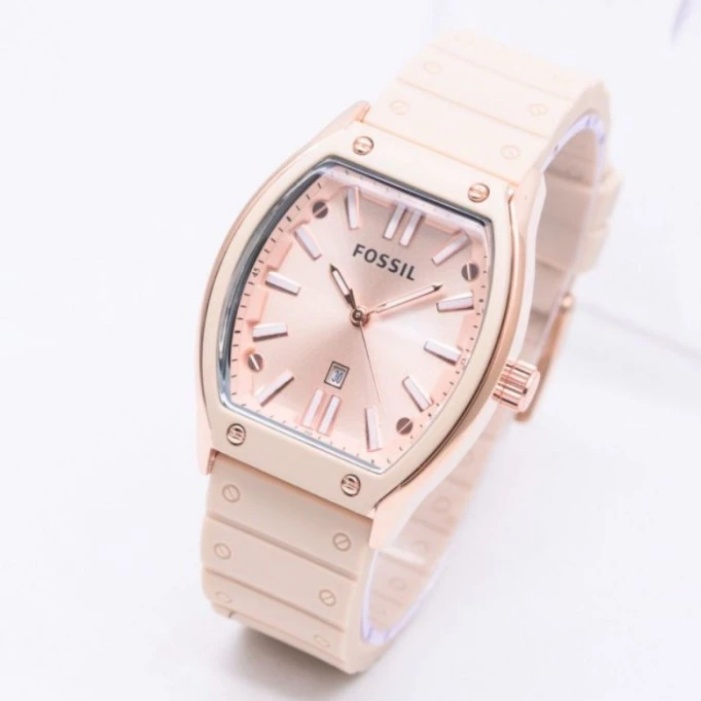 COD Jam Tangan Wanita Fashion FS Oval New Tanggal aktif Strap Rubber Karet Import Murah G59