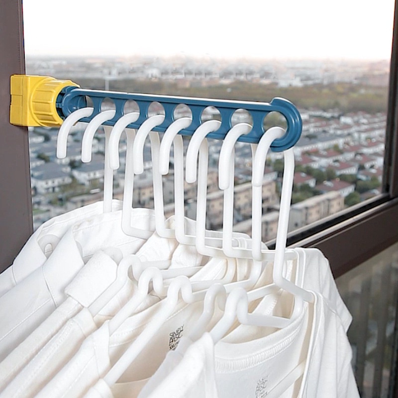 SS Gantungan Baju 8 Lubang Hanger Pakaian Plastik Multifungsi Foldable Window Hanger 8 Holes Murah Import