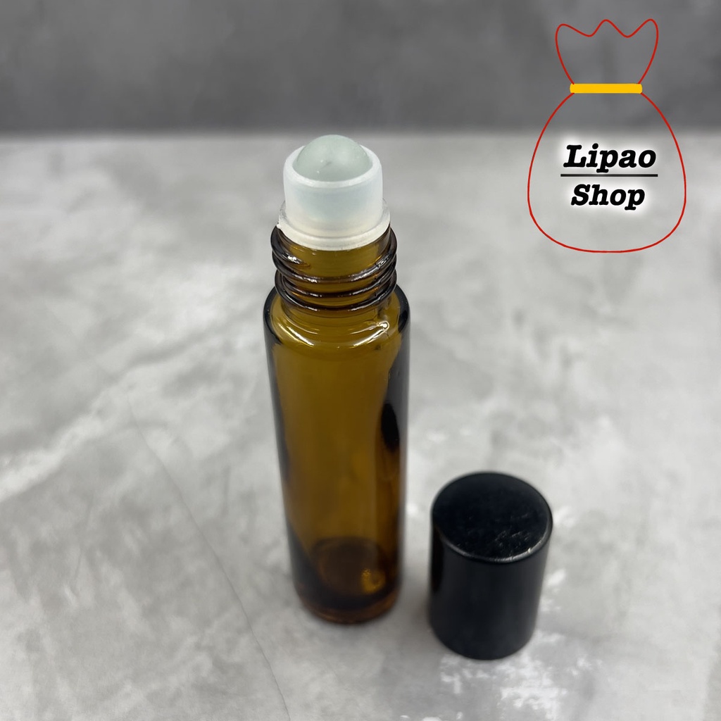 Botol Roll On 10ml Kaca TEBAL BERAT Amber / Coklat untuk Parfum Oil