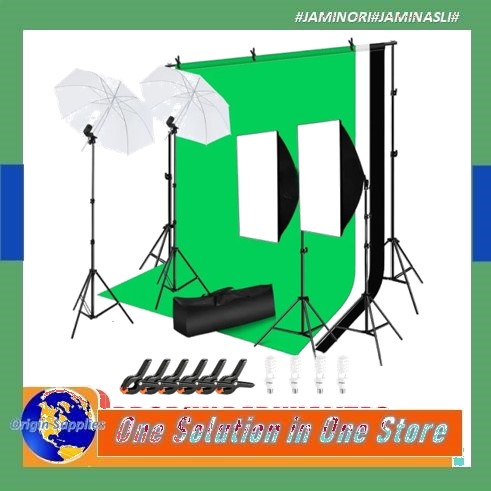 Paket Lighting studio softbox stand background dan umbrella | Portrait Perlengkapan Foto Video Paket