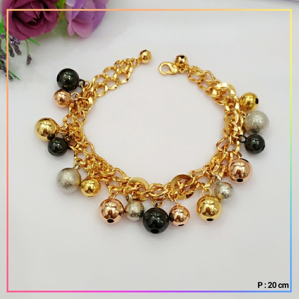 Gelang xuping ori gelang dewasa rantai bulat kombinasi bahan premium perhiasan wanita lapis emas gold GL 124