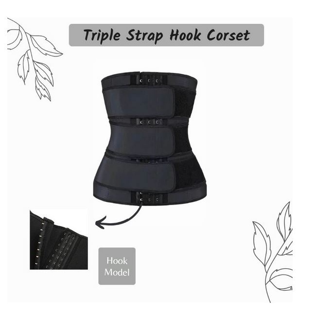 Waist Shaper Triple Strap Korset Stagen Melahirkan Korset Pelangsing 3 Belt