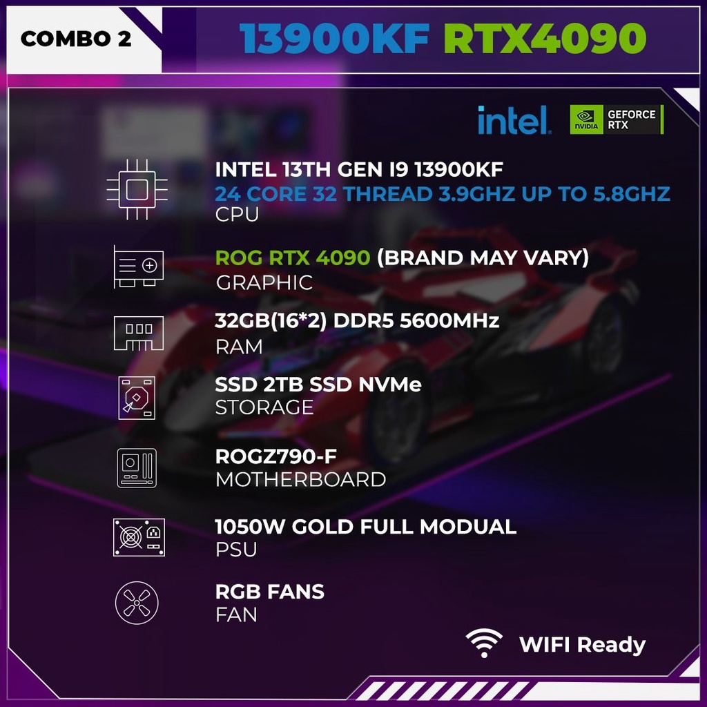 IPASON Gaming Desktop intel 13th i9 13900KF RTX 4090 32G 2TB Gaming PC
