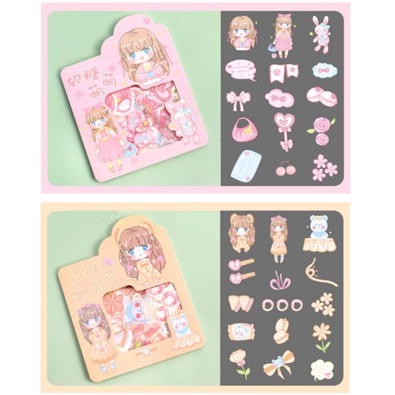 GP (45 pcs) Stiker Cute Girl dan Bear Dekorasi Kilat/stiker aesthetic/STIKER VIRAL SEKARANG